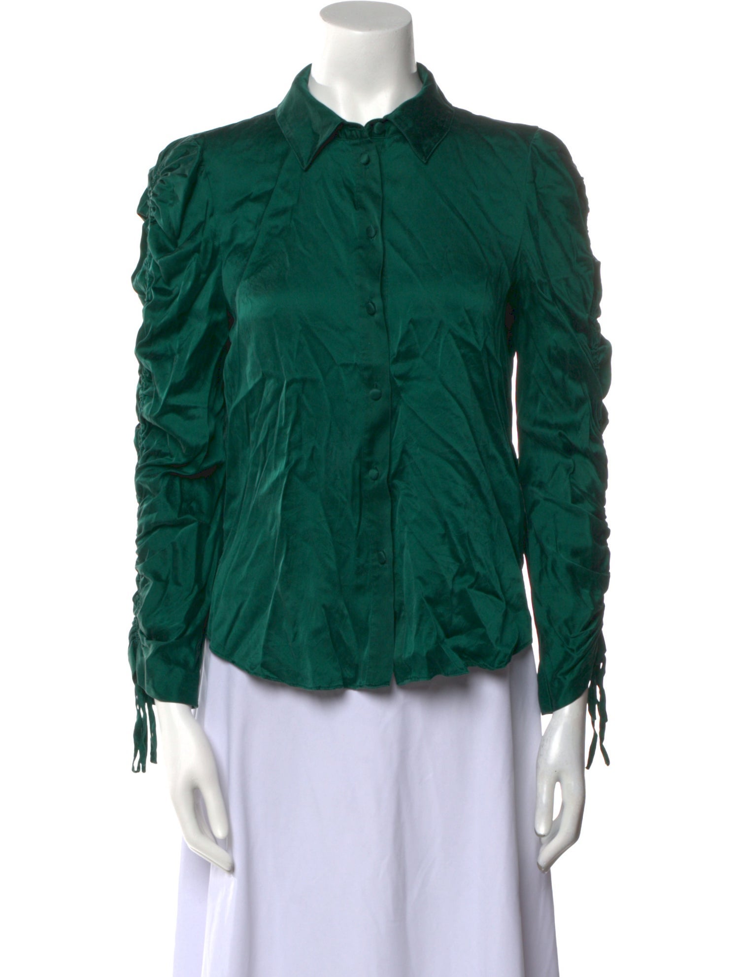 Veronica Beard Silk Long Sleeve Button-Up Top