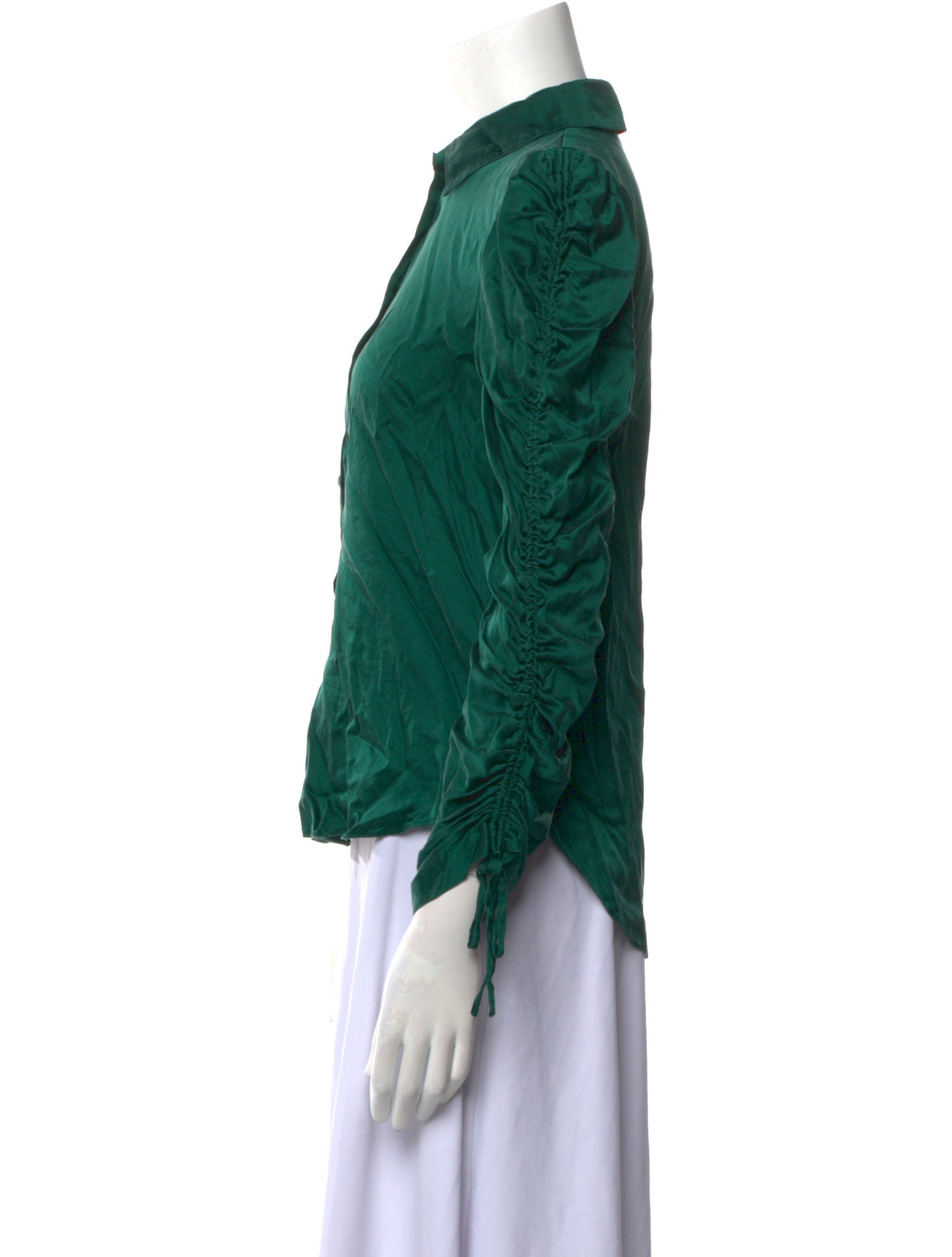 Veronica Beard Silk Long Sleeve Button-Up Top