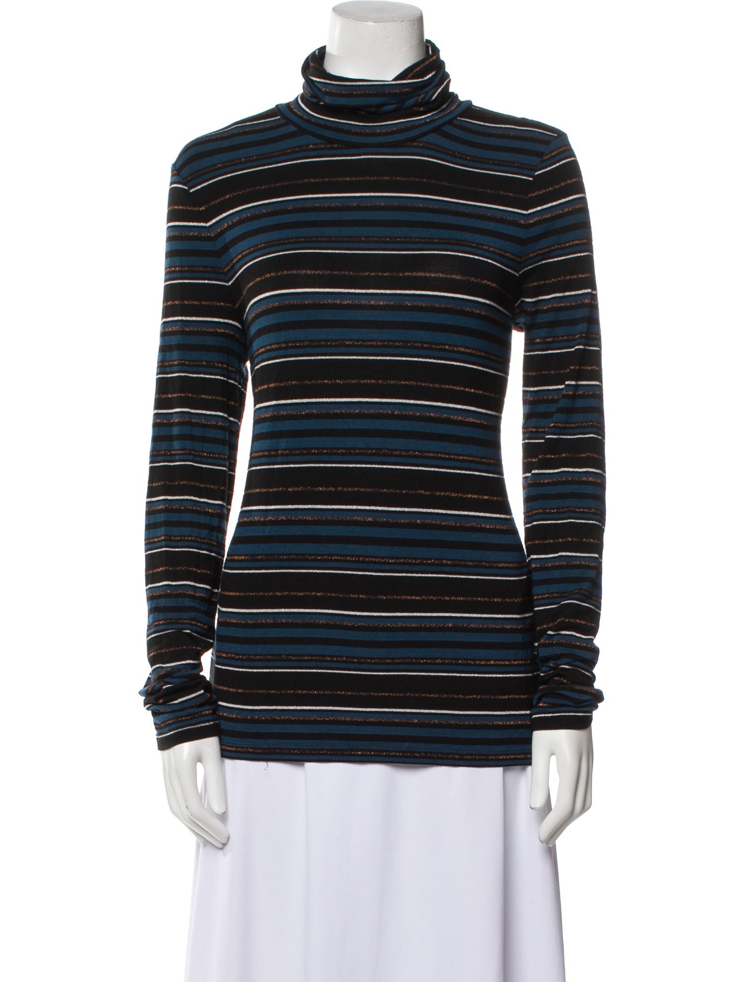 Veronica Beard Striped Turtleneck Sweatshirt