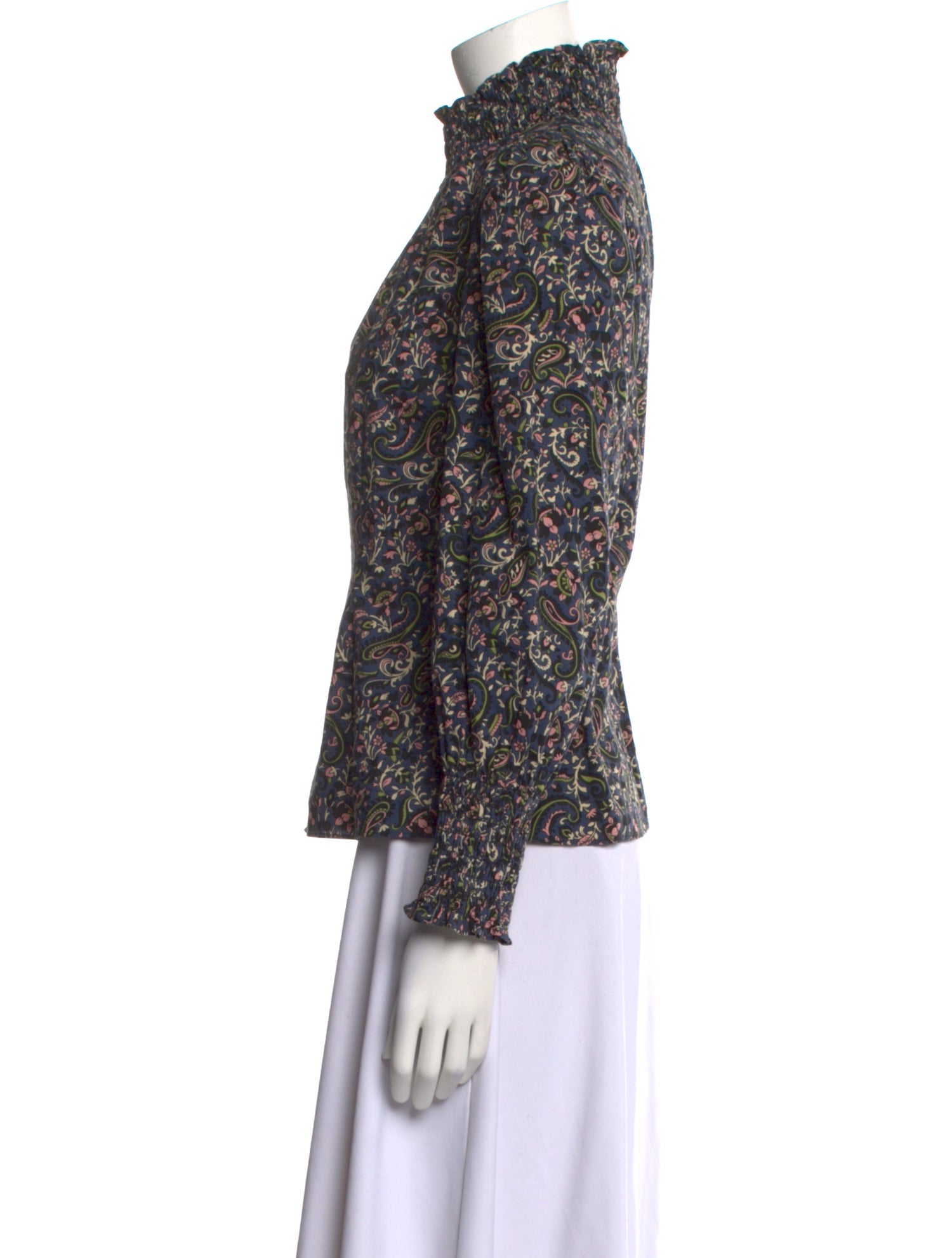 Veronica Beard Floral Print Mock Neck Blouse