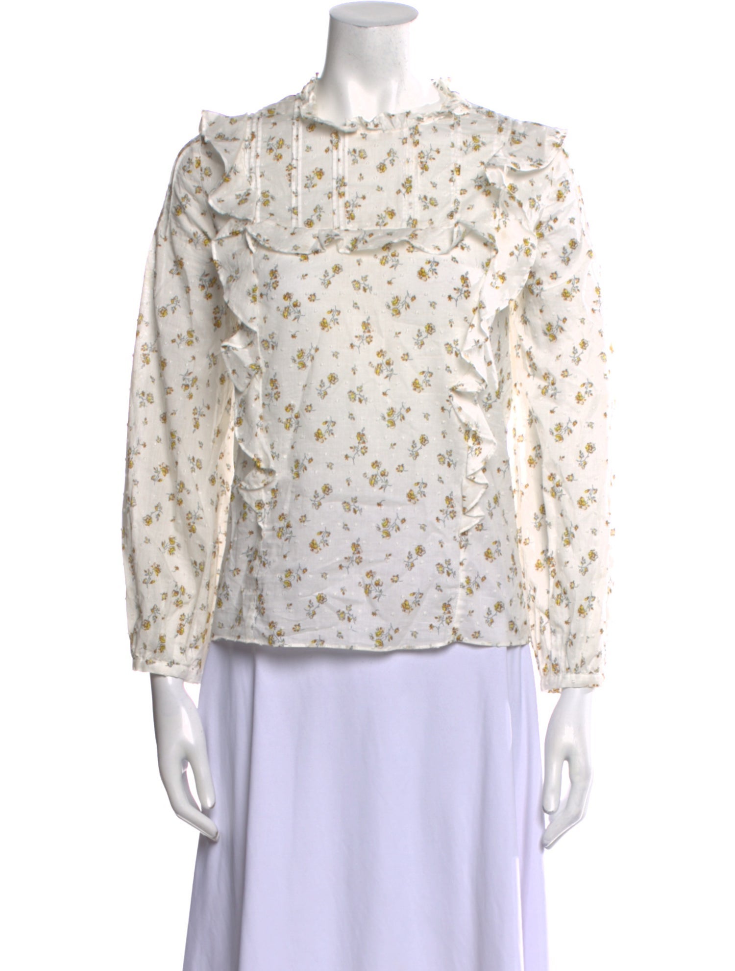 Veronica Beard Floral Print Mock Neck Blouse