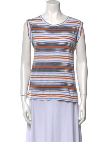 Veronica Beard Tops Striped Scoop Neck T-Shirt L