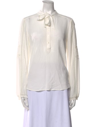 Veronica Beard Tie Neck Long Sleeve Blouse