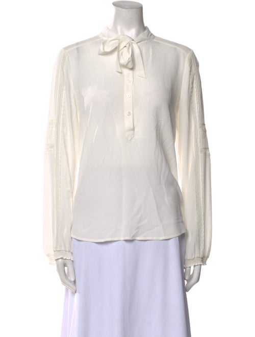 Veronica Beard Tie Neck Long Sleeve Blouse