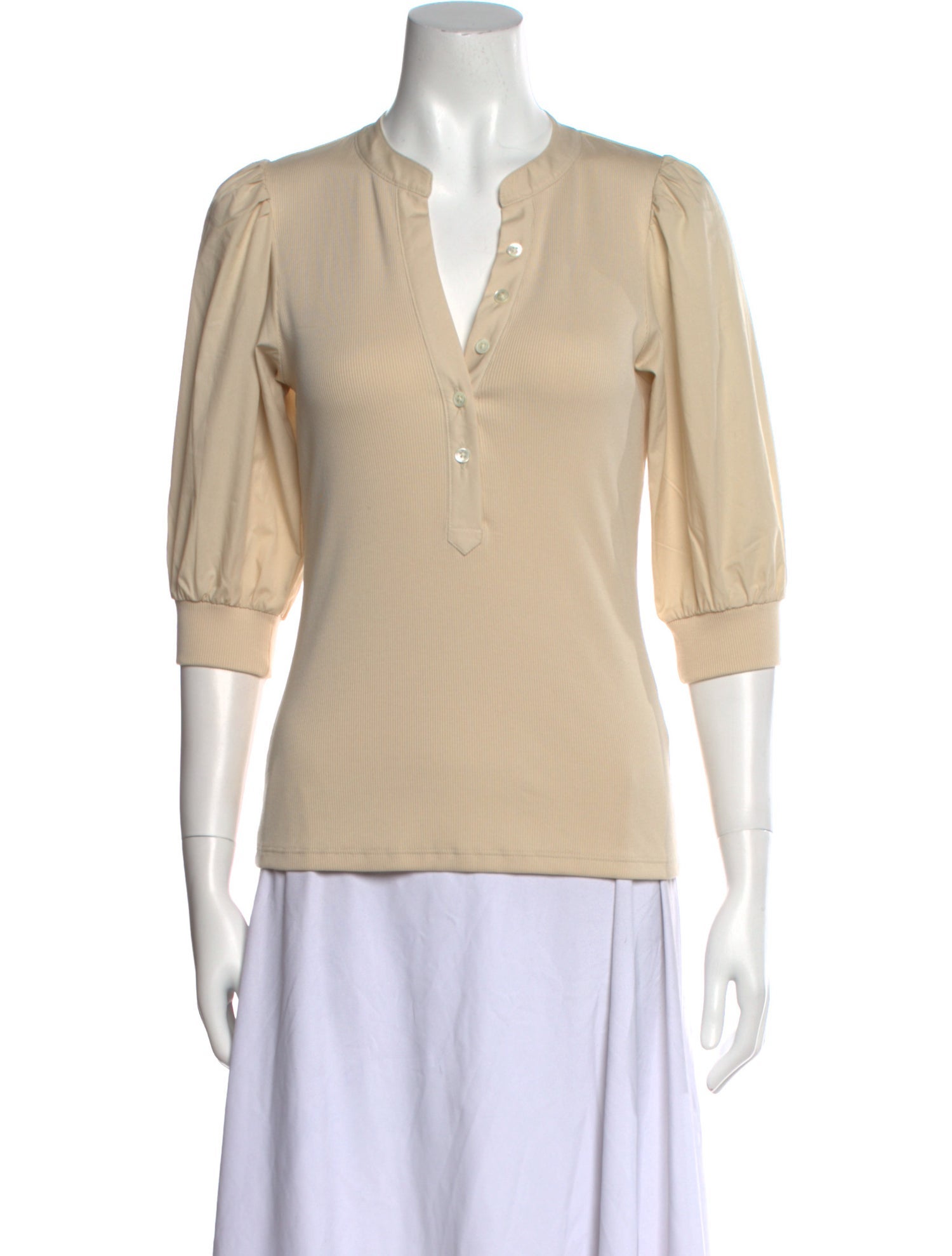 Veronica Beard V-Neck Three-Quarter Sleeve Polo