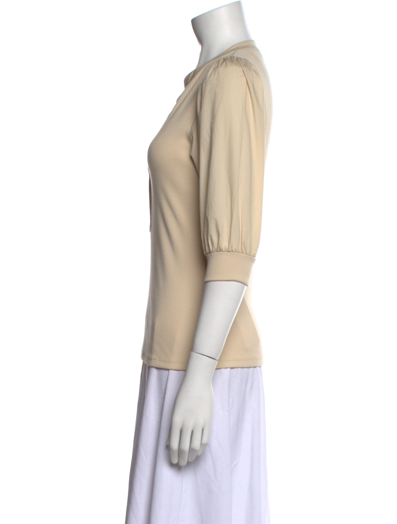 Veronica Beard V-Neck Three-Quarter Sleeve Polo