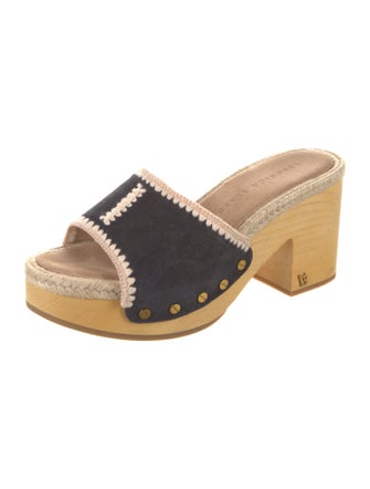 Veronica Beard Suede Printed Slides