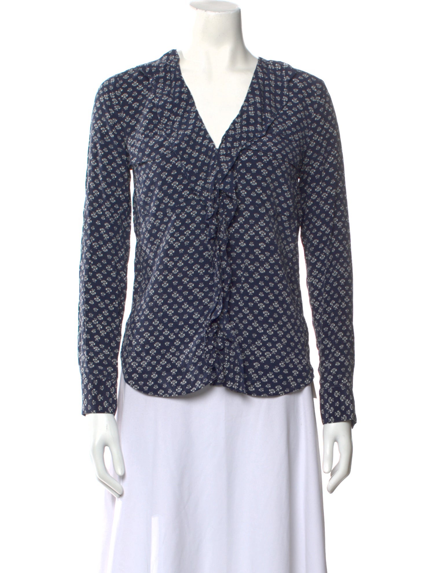 Veronica Beard Silk Printed Button-Up Top