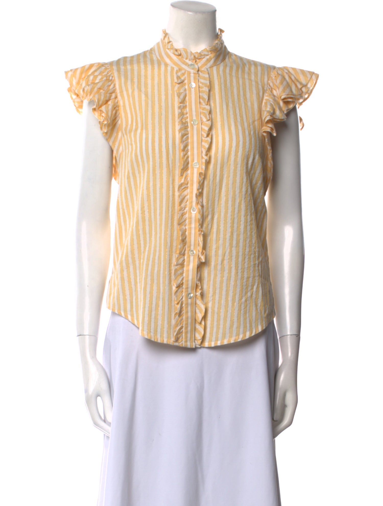 Veronica Beard Striped Mock Neck Top