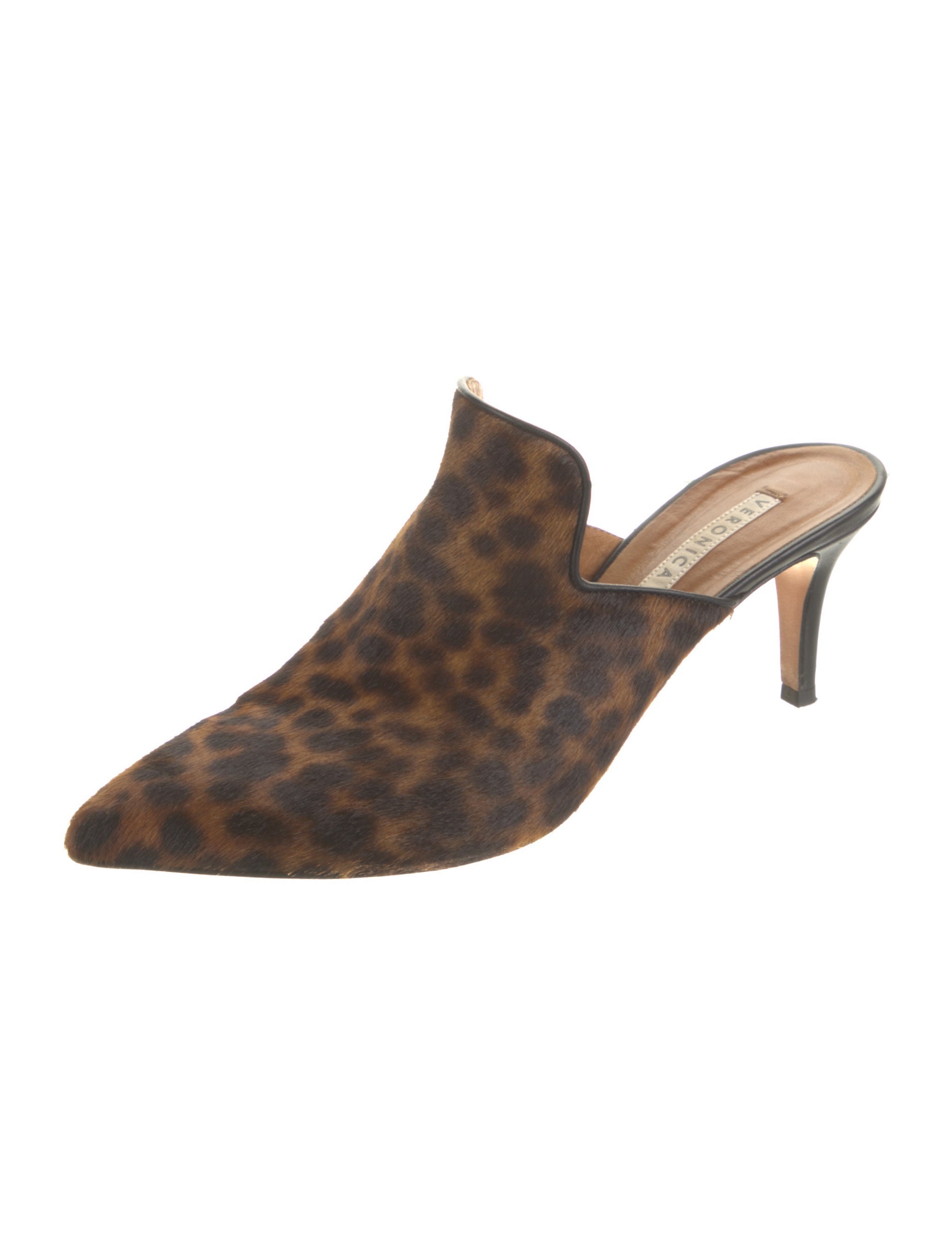 Veronica Beard Ponyhair Animal Print Mules