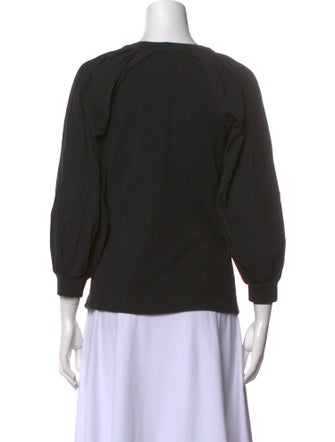 Veronica Beard Scoop Neck Three-Quarter Sleeve Sweatshirt