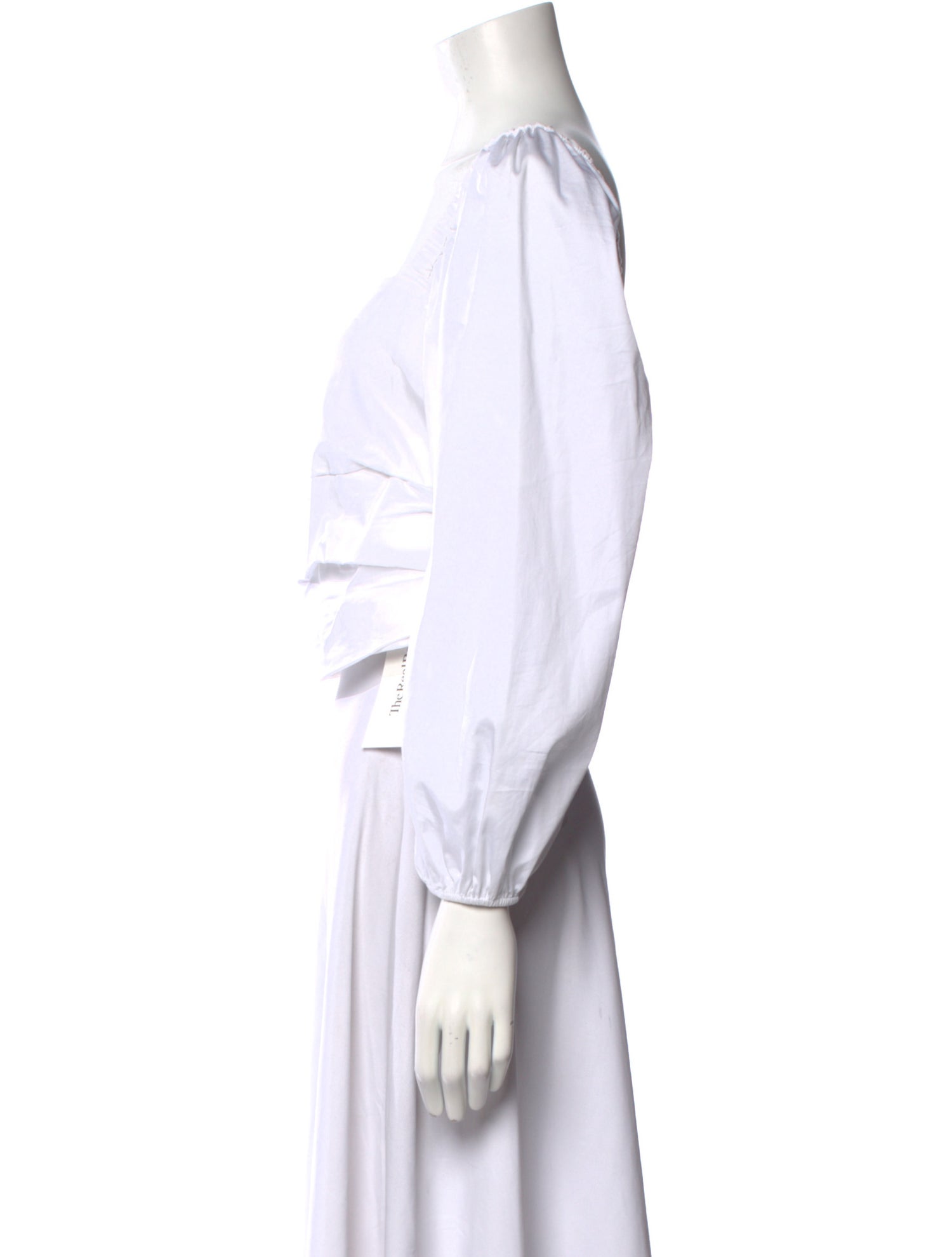 Veronica Beard Square Neckline Three-Quarter Sleeve Crop Top