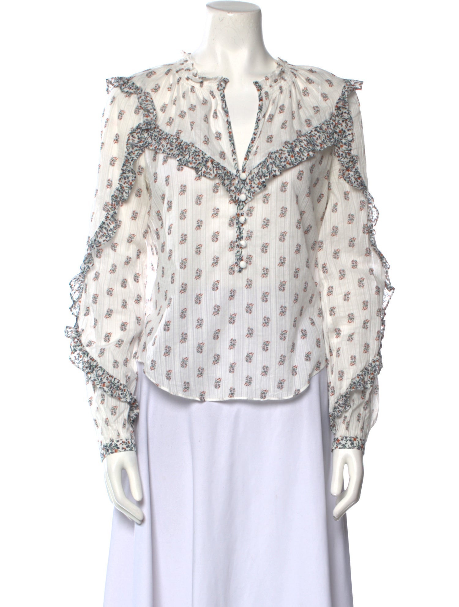 Veronica Beard Floral Print V-Neck Blouse