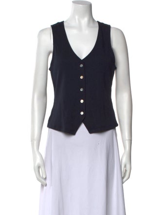 Veronica Beard V-Neck Sleeveless Crop Top