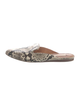 Veronica Beard Embossed Leather Animal Print Mules