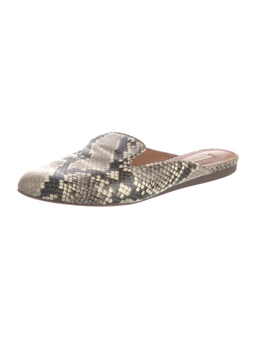Veronica Beard Embossed Leather Animal Print Mules