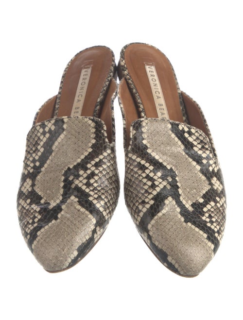 Veronica Beard Embossed Leather Animal Print Mules
