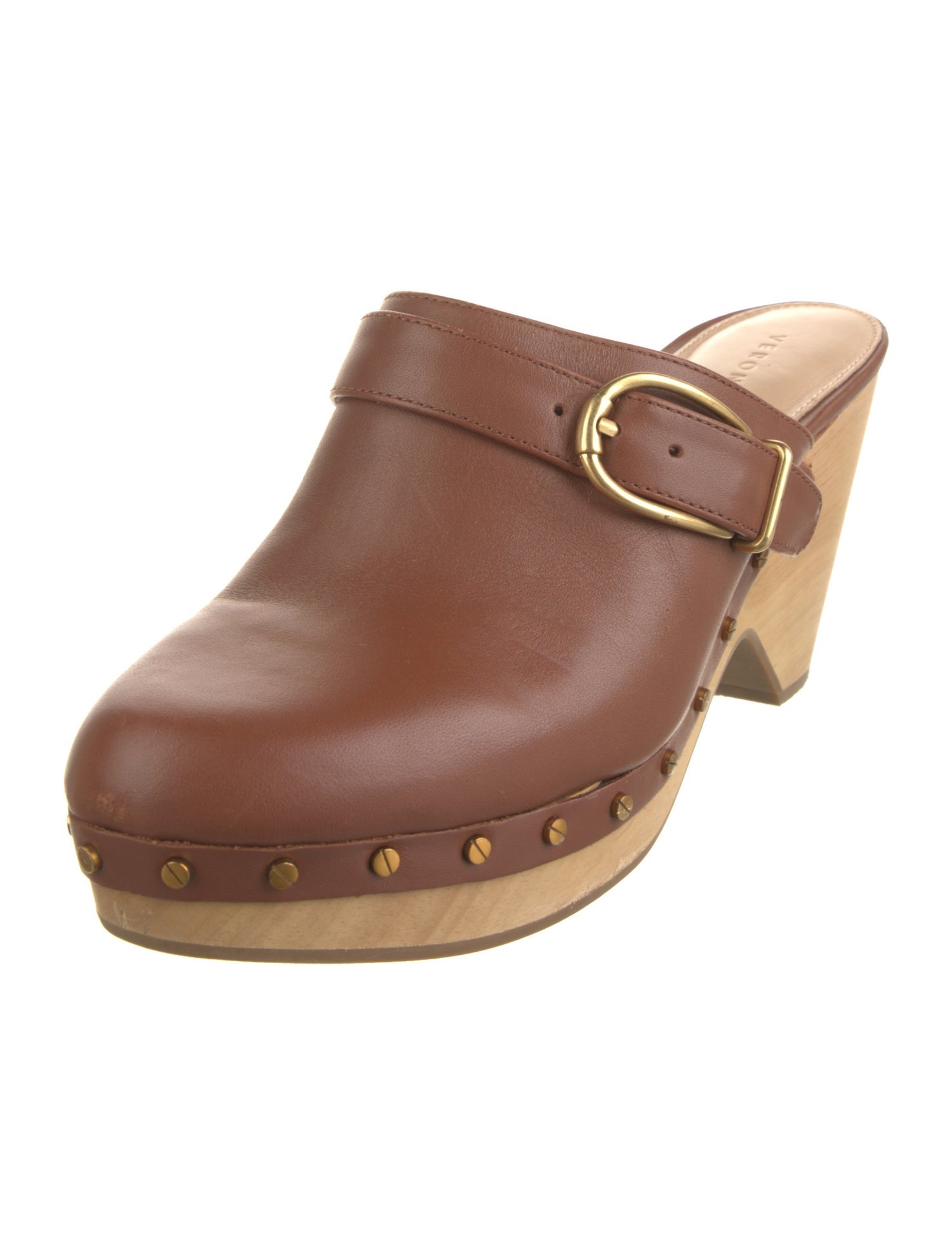 Veronica Beard Leather Studded Accents Mules