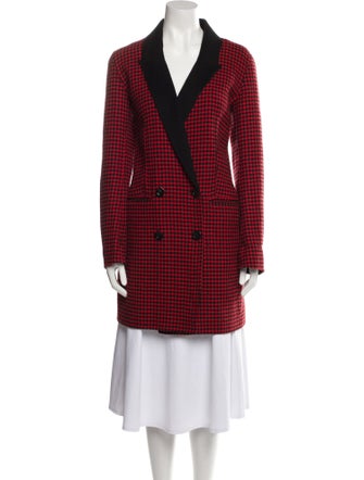 Veronica Beard Wool Houndstooth Print Peacoat