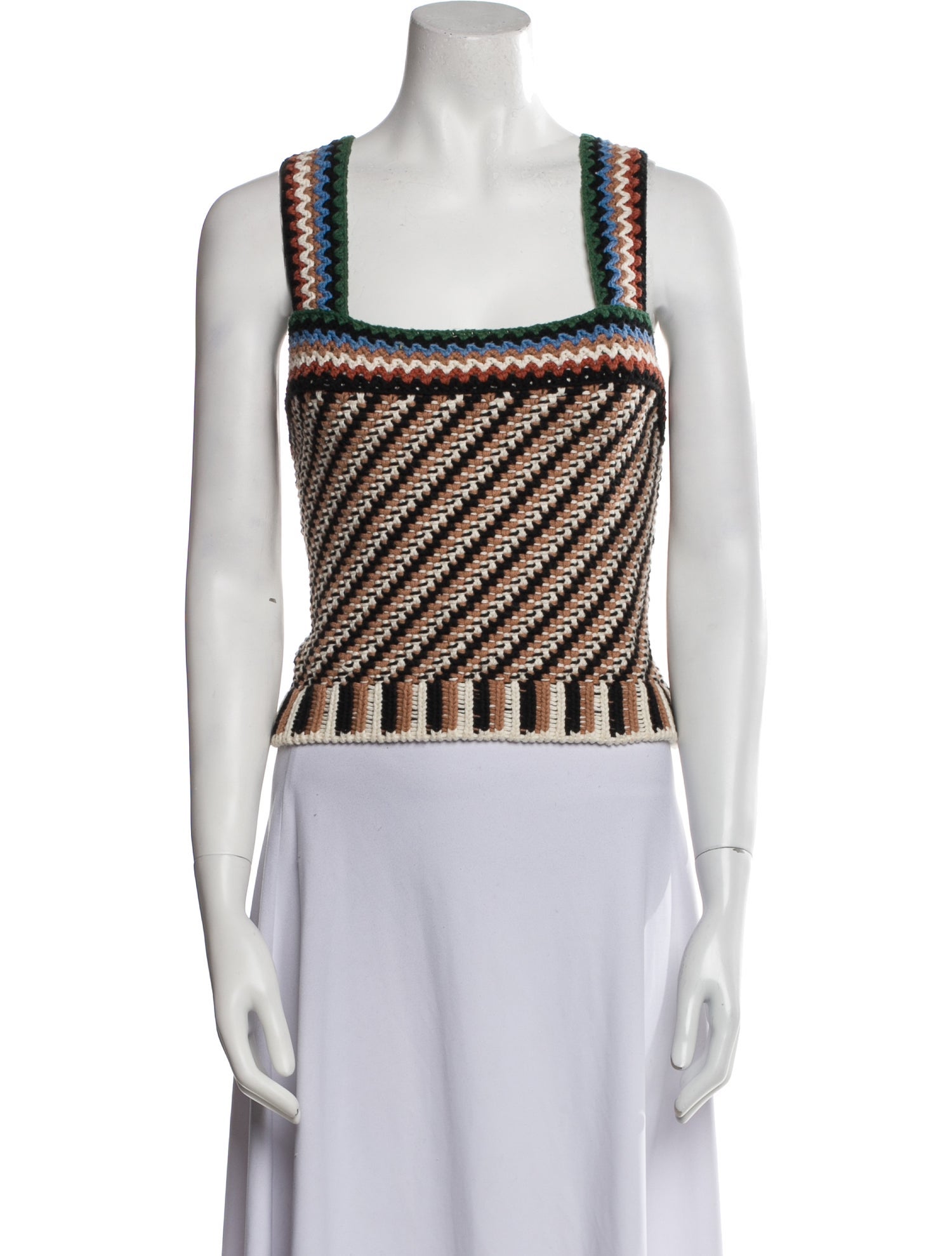 Veronica Beard Patterned Square Neckline Crop Top