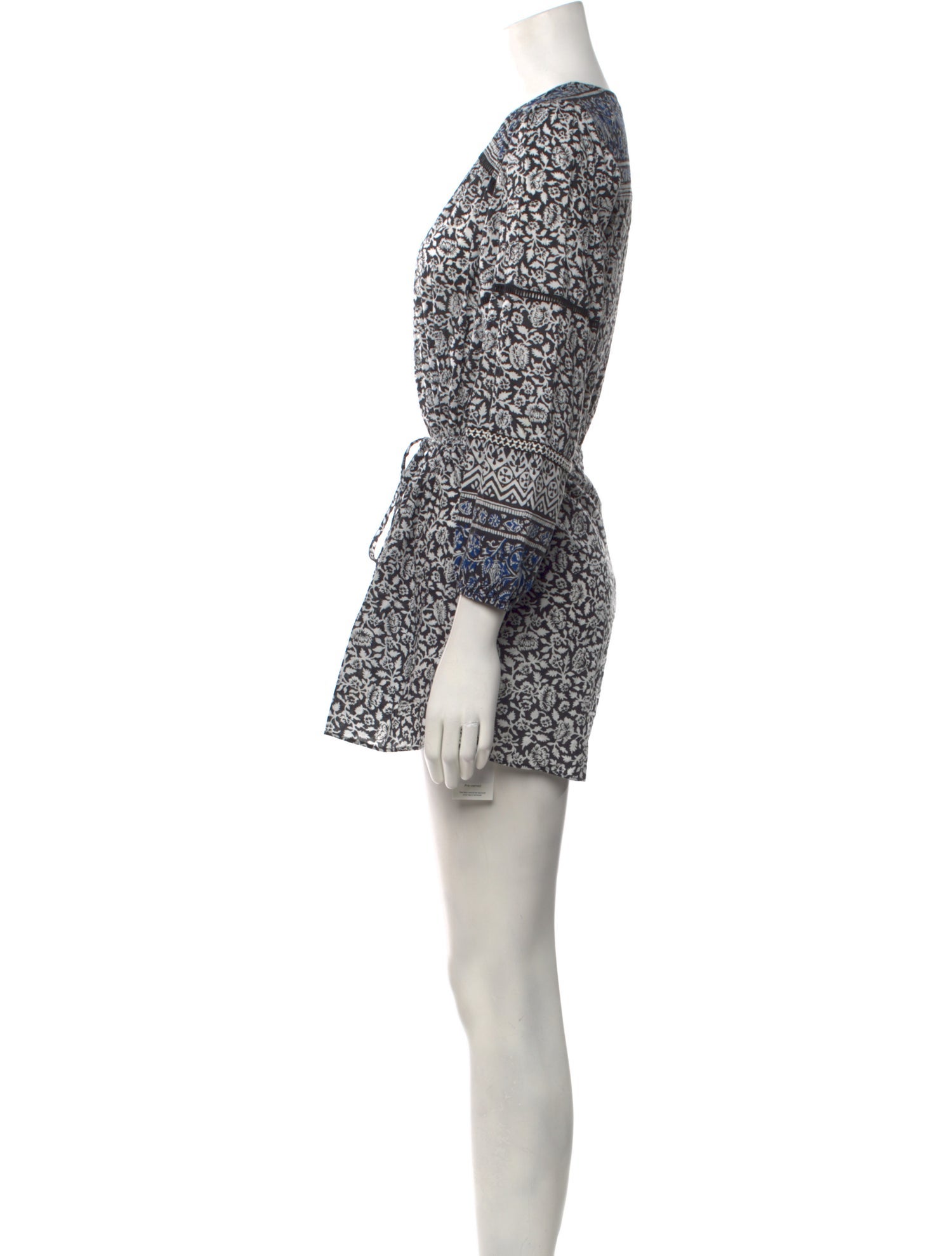 Veronica Beard Printed Plunge Neckline Romper