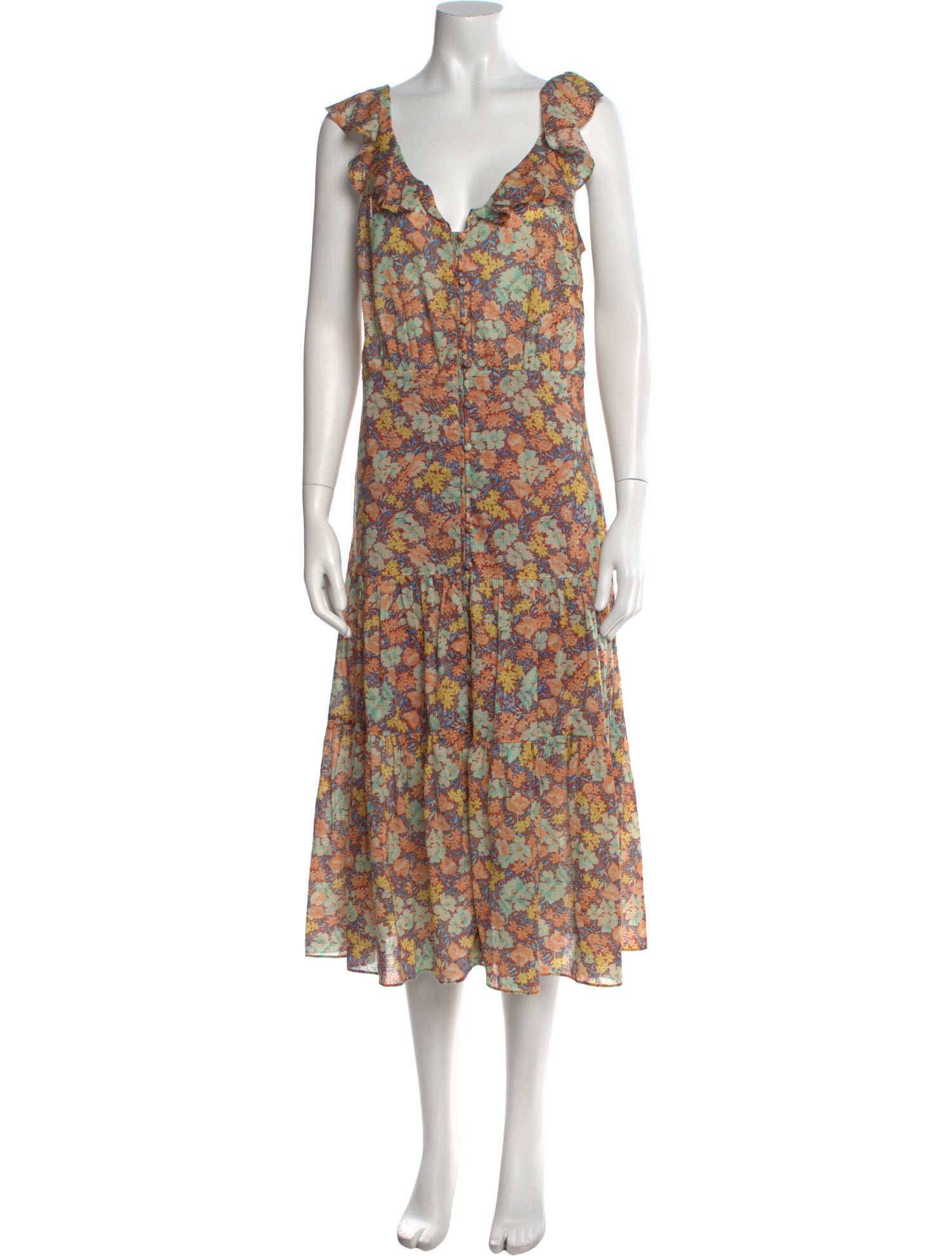 Veronica Beard Floral Print Midi Length Dress