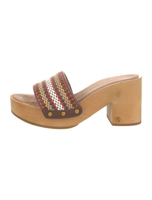 Veronica Beard Leather Striped Slides