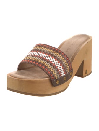 Veronica Beard Leather Striped Slides