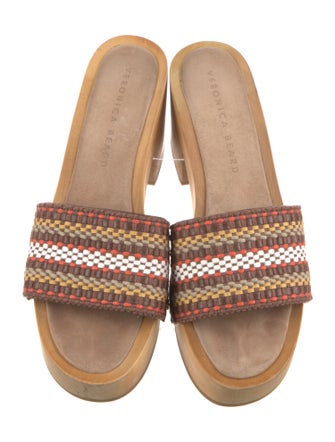 Veronica Beard Leather Striped Slides