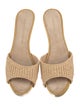 Veronica Beard Straw Leather Trim Embellishment Slides
