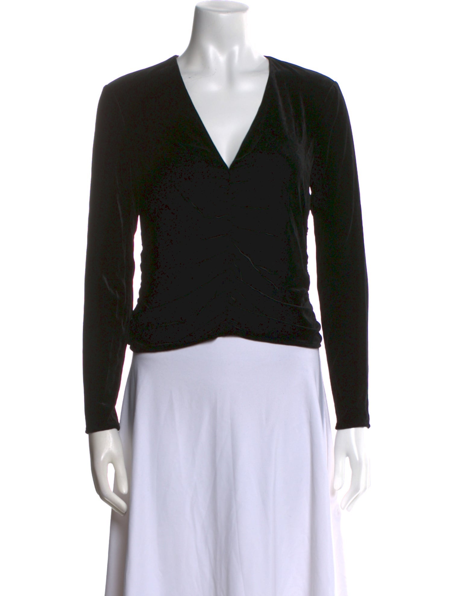 Veronica Beard V-Neck Long Sleeve Crop Top