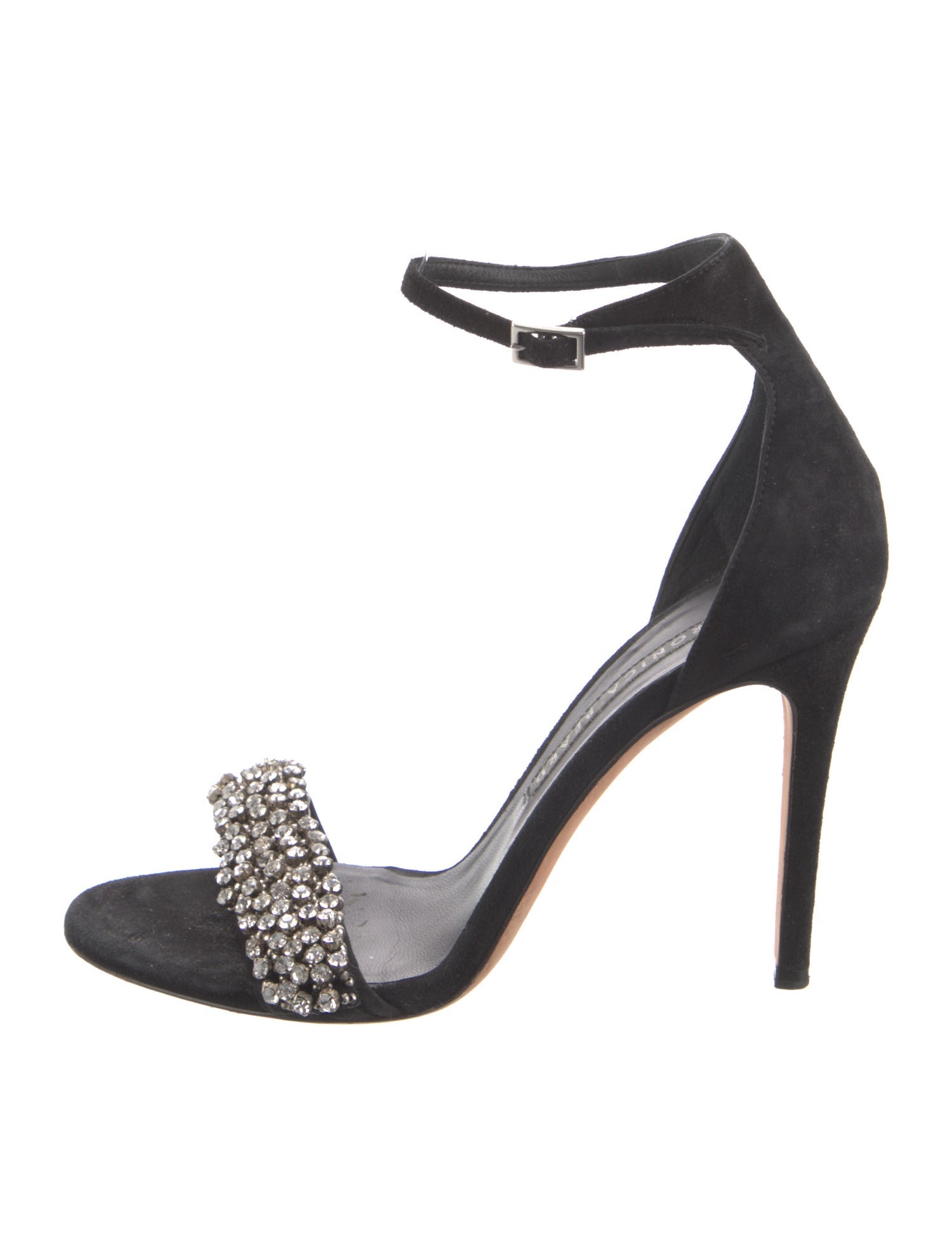 Veronica Beard Suede Crystal Embellishments Sandals