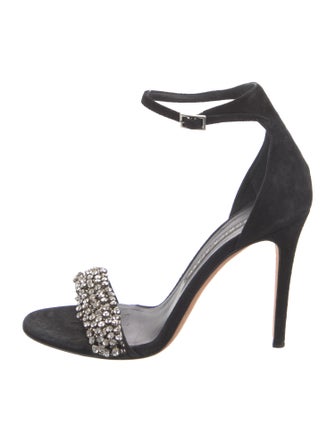 Veronica Beard Suede Crystal Embellishments Sandals