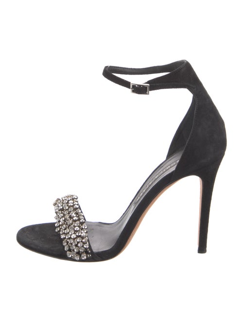 Veronica Beard Suede Crystal Embellishments Sandals
