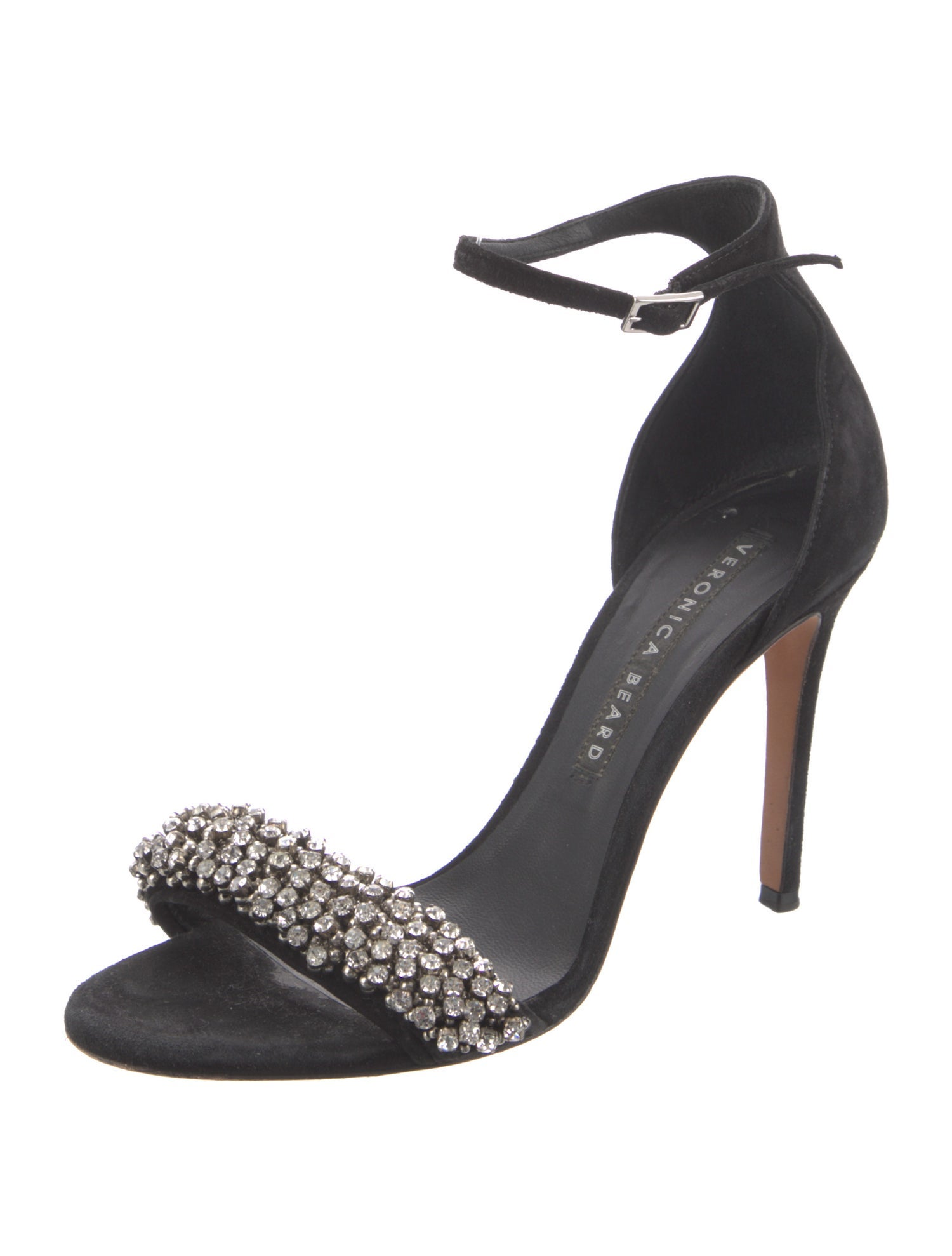 Veronica Beard Suede Crystal Embellishments Sandals