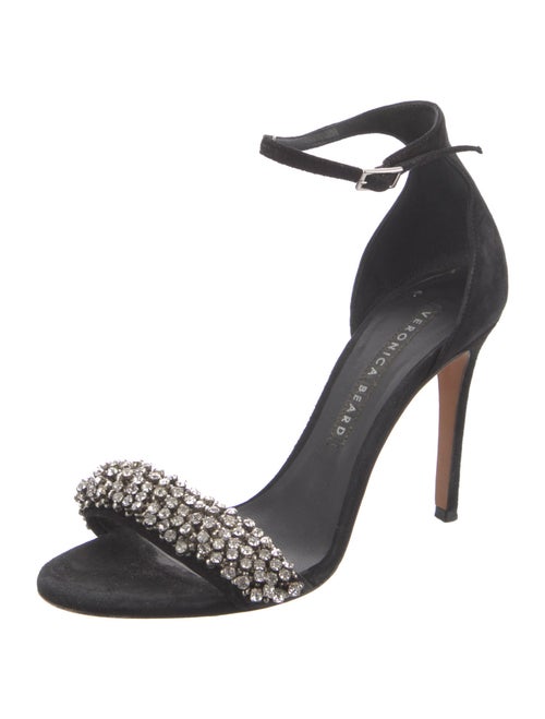 Veronica Beard Suede Crystal Embellishments Sandals