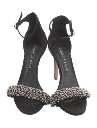 Veronica Beard Suede Crystal Embellishments Sandals