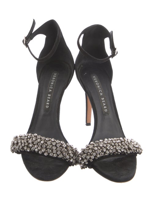 Veronica Beard Suede Crystal Embellishments Sandals