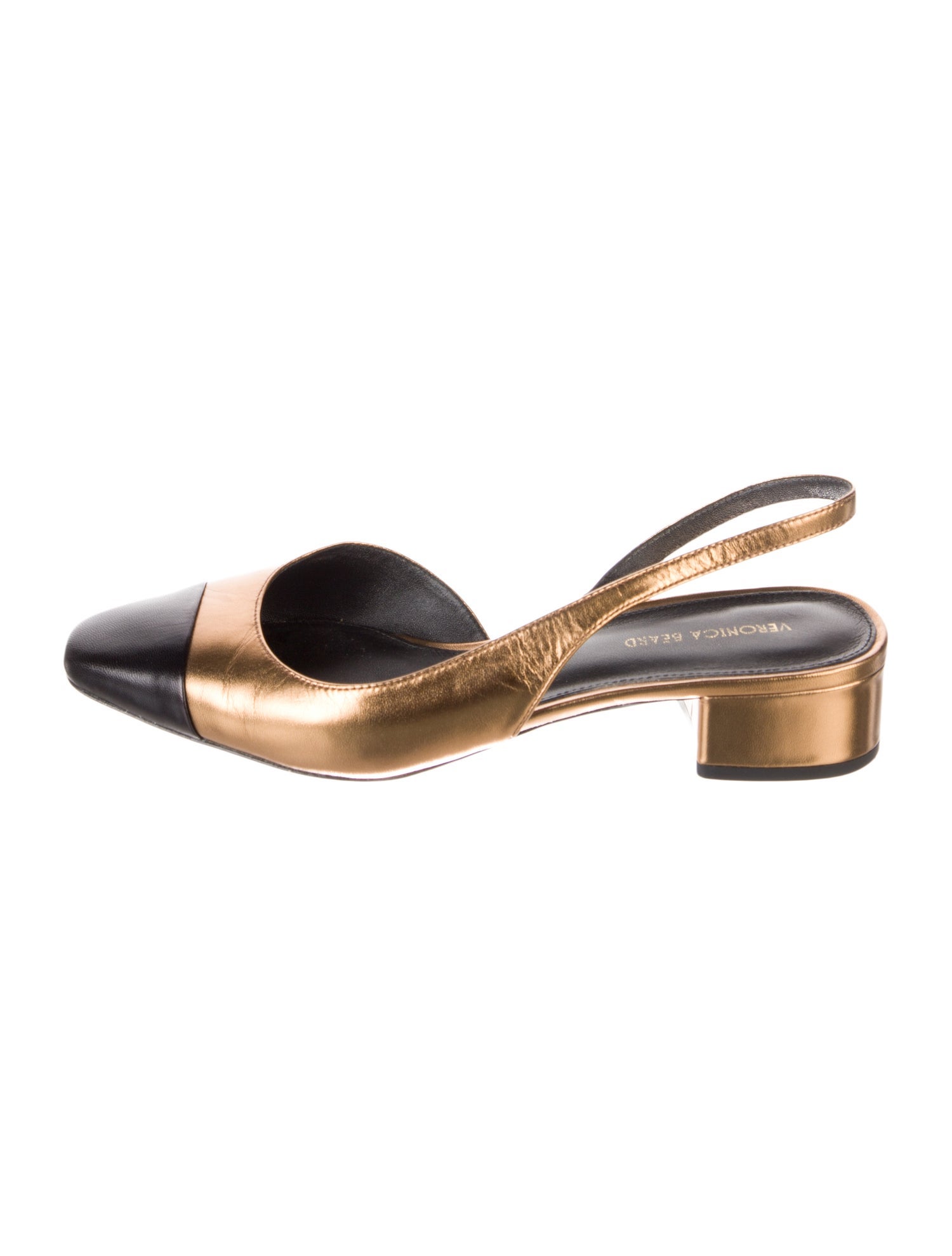 Veronica Beard Leather Colorblock Pattern Slingback Pumps