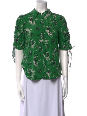 Veronica Beard Silk Floral Print Button-Up Top
