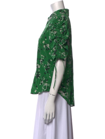 Veronica Beard Silk Floral Print Button-Up Top