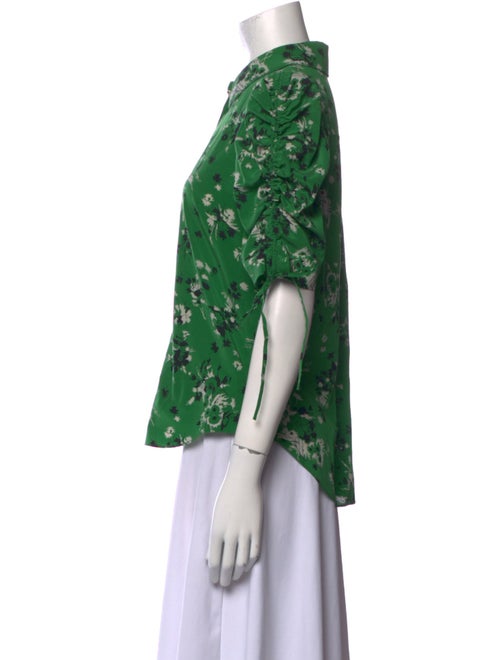 Veronica Beard Silk Floral Print Button-Up Top