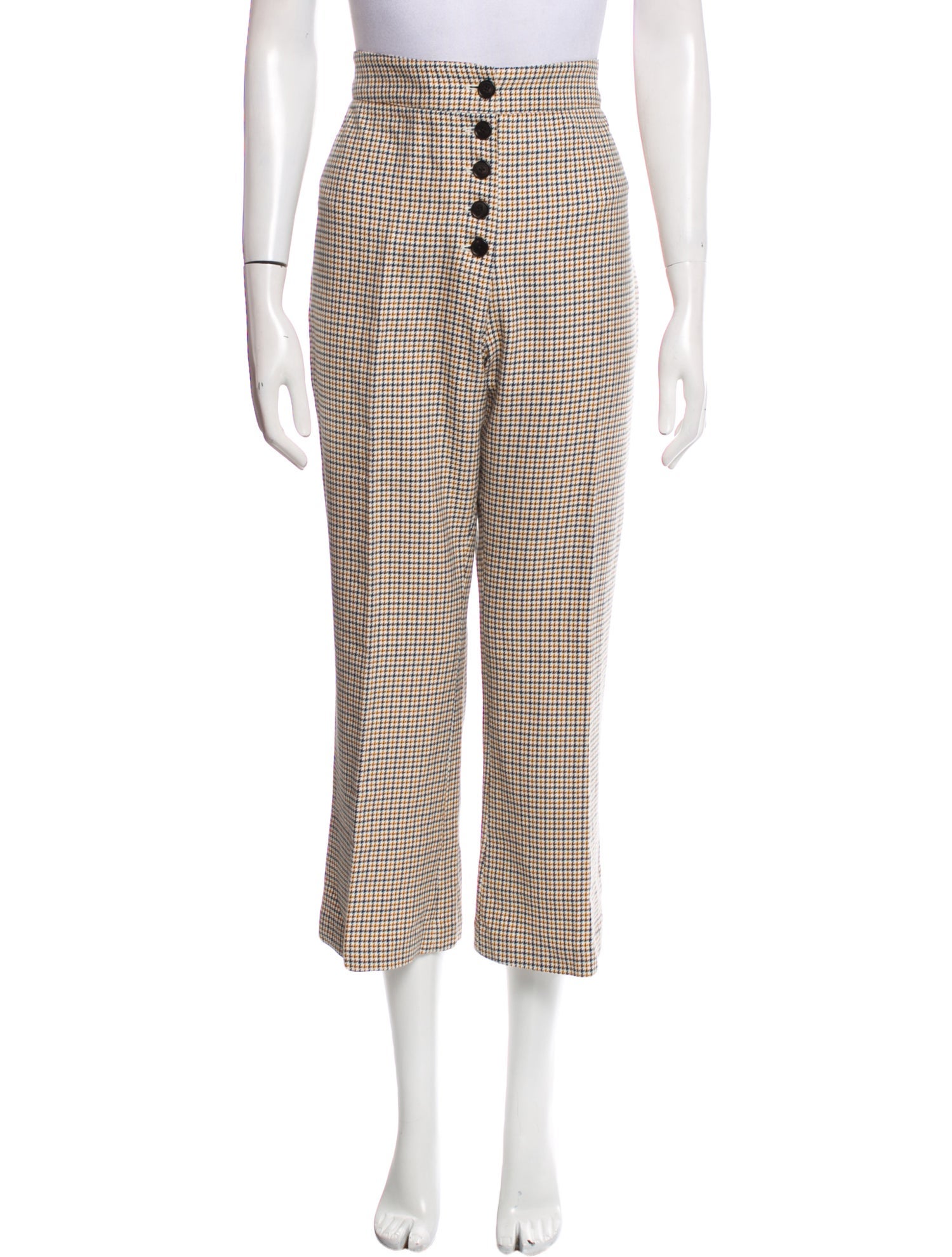 Veronica Beard Plaid Print Wide Leg Pants