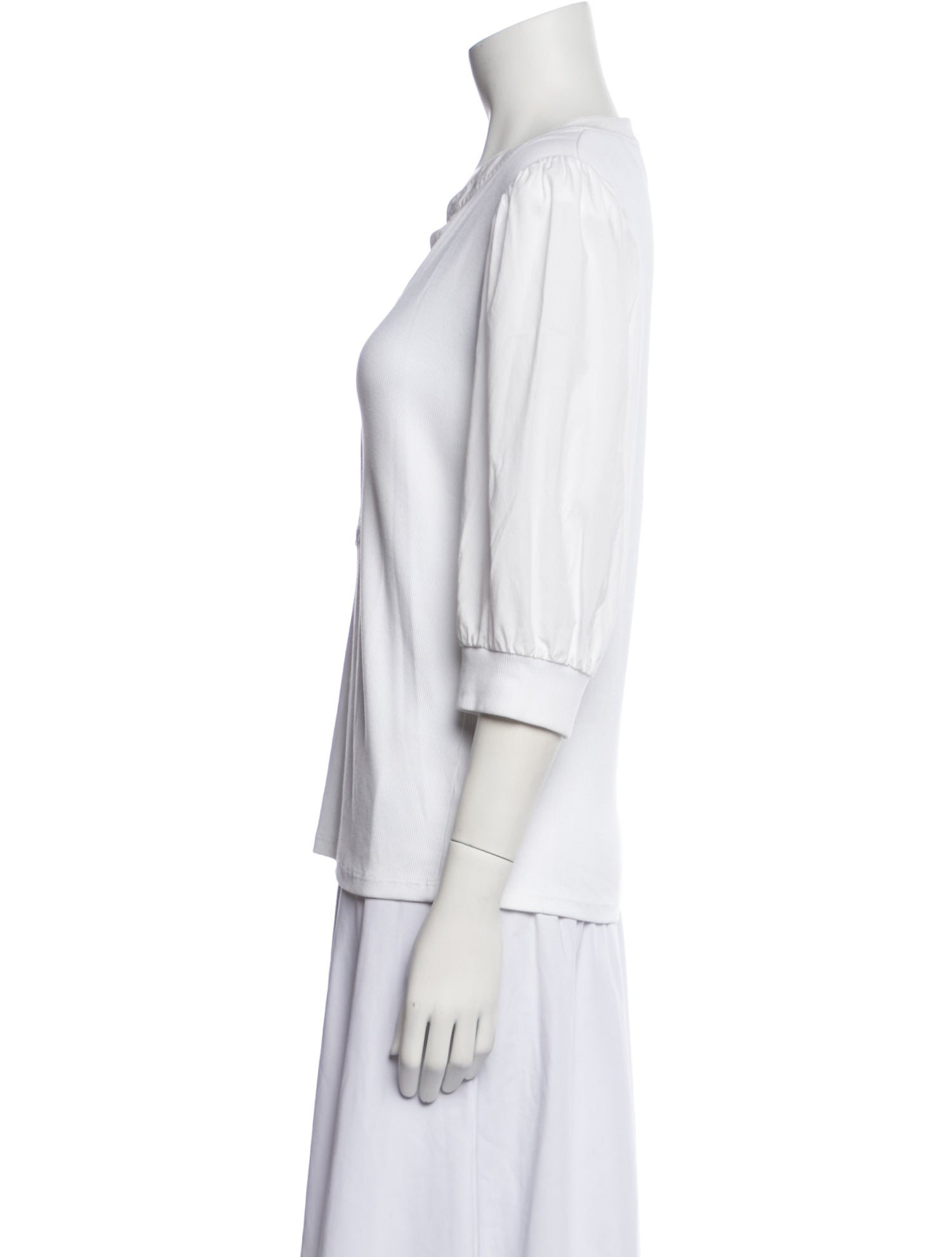 Veronica Beard V-Neck Three-Quarter Sleeve Polo