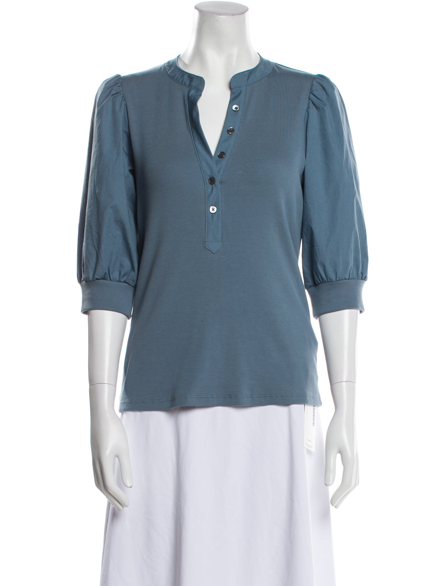 Veronica Beard V-Neck Three-Quarter Sleeve Blouse