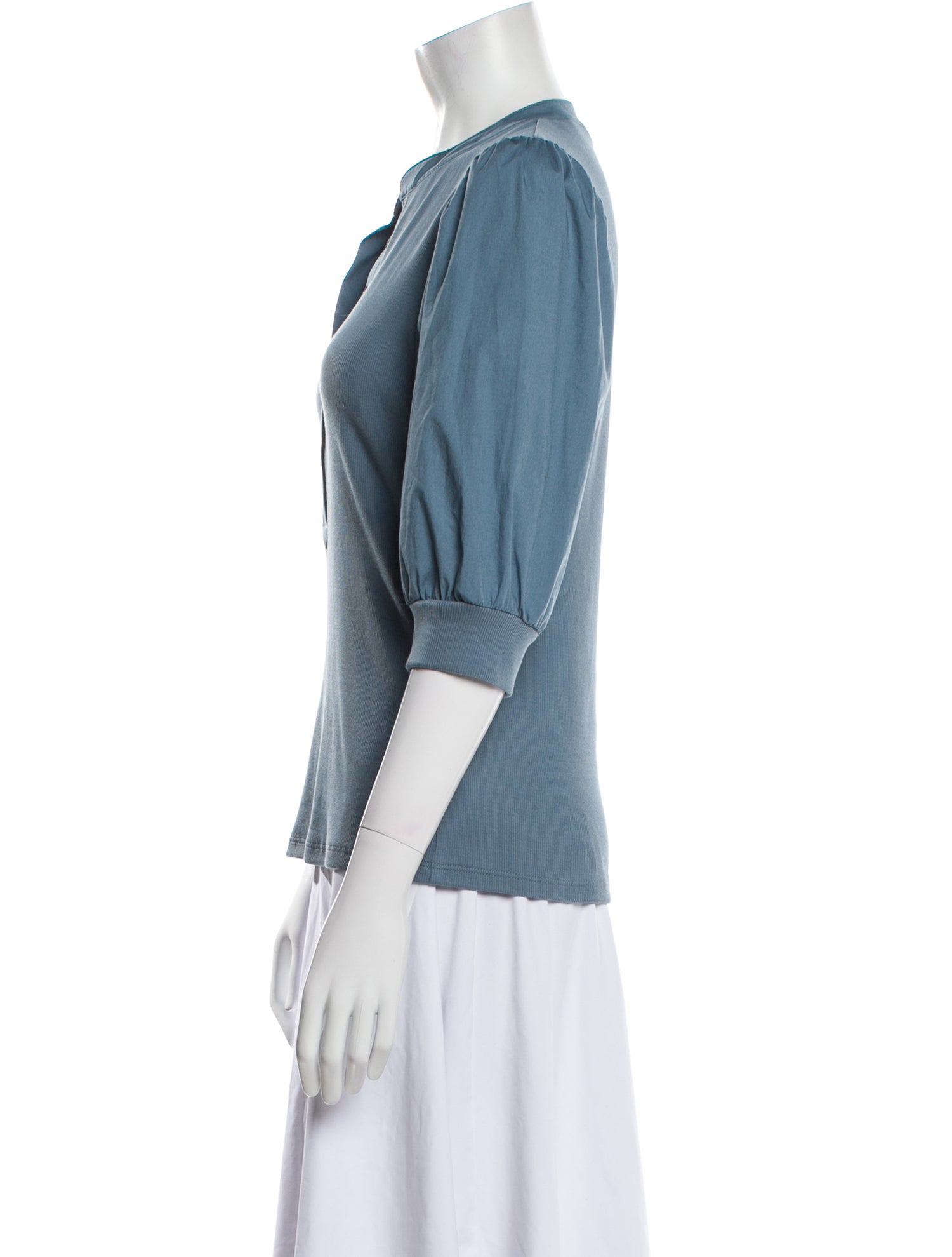 Veronica Beard V-Neck Three-Quarter Sleeve Blouse