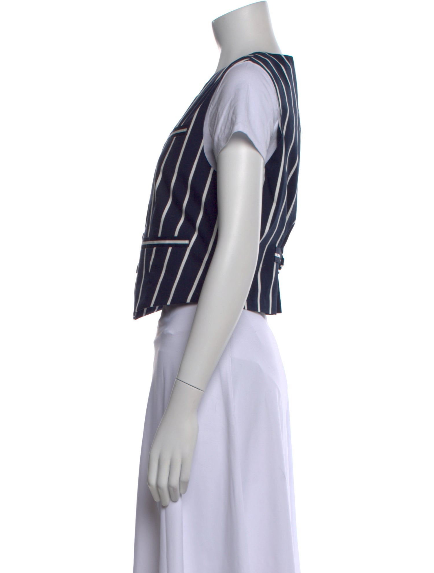 Veronica Beard Striped V-Neck Crop Top