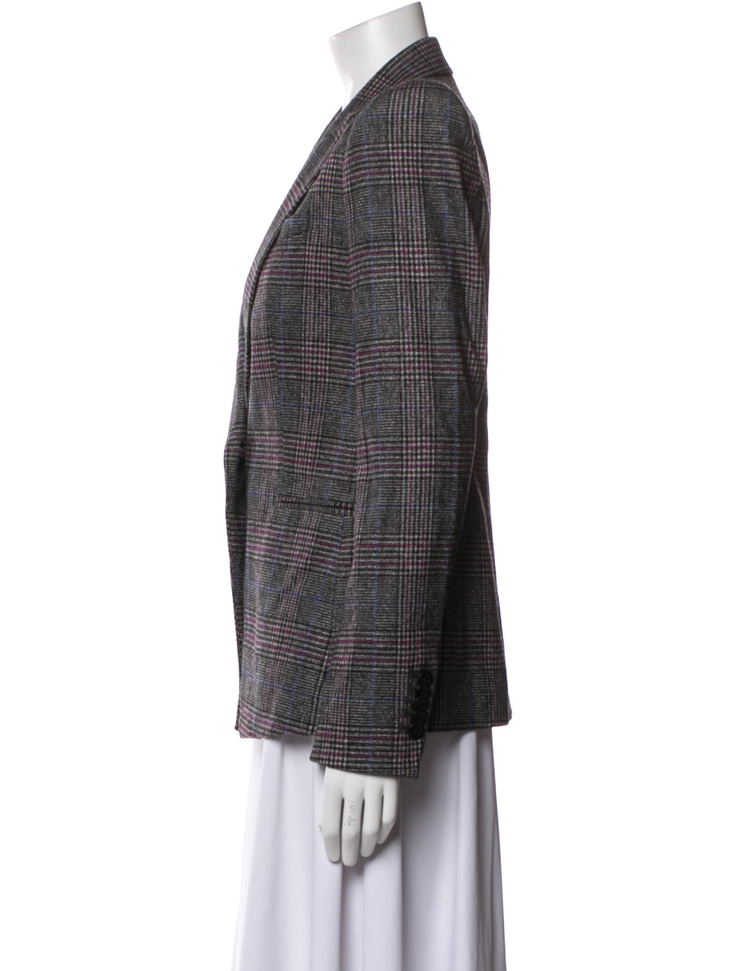 Veronica Beard Wool Plaid Print Blazer