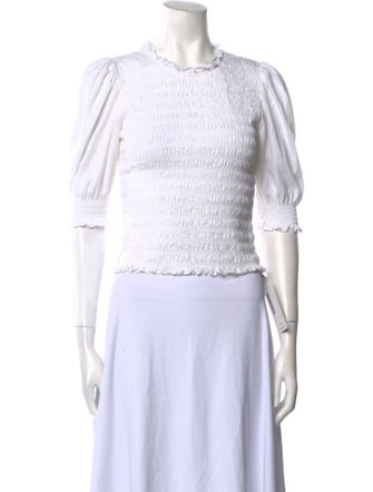 Veronica Beard Crew Neck Short Sleeve Crop Top