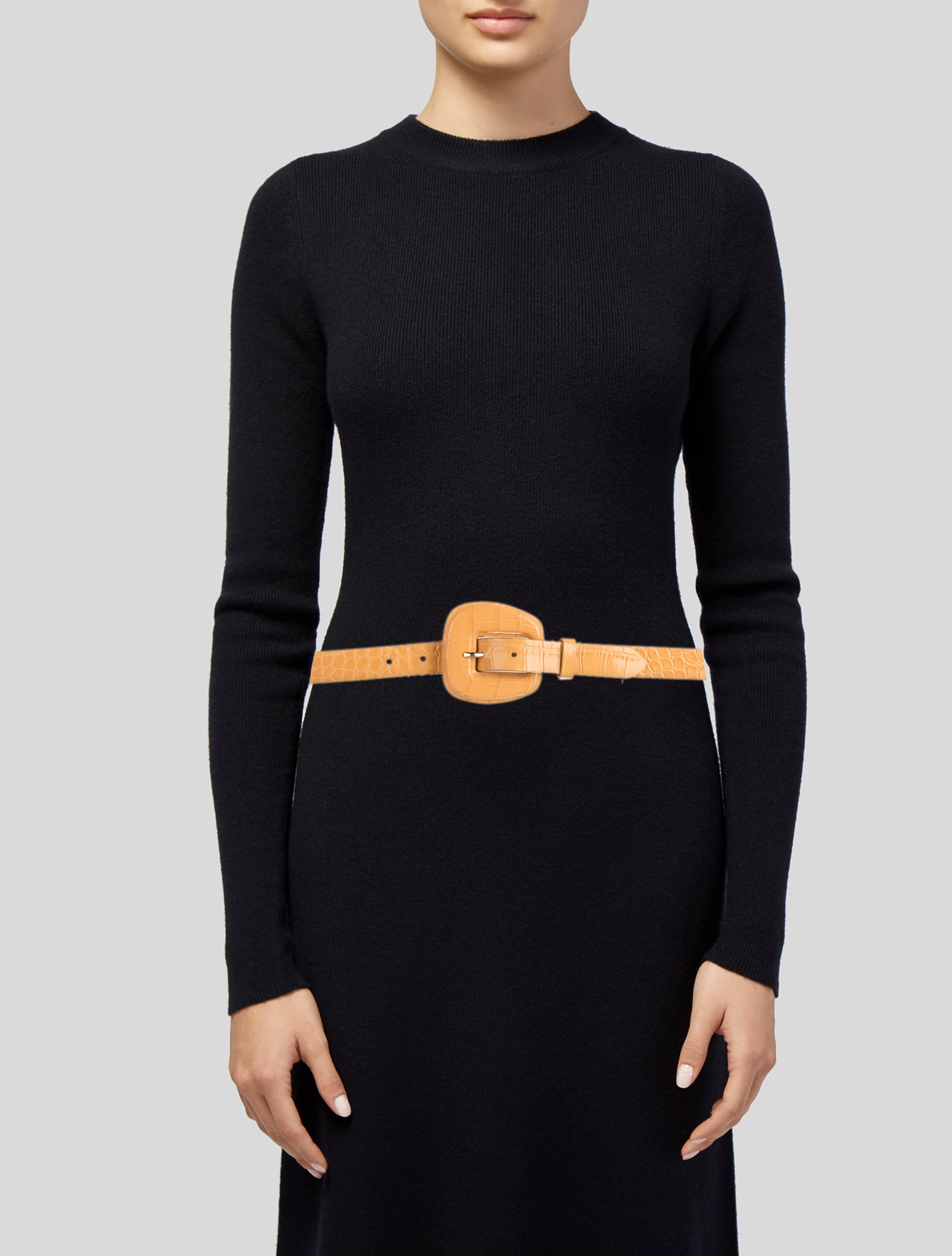 Veronica Beard Skinny Embossed Leather Belt